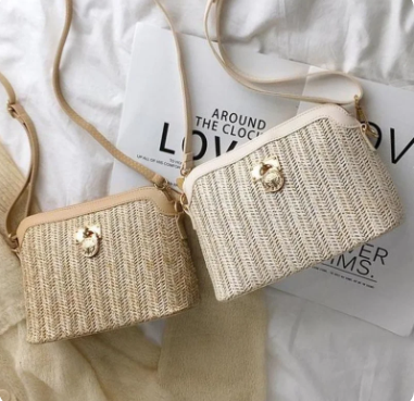 LOVE - Borsa Casual a secchiello in paglia