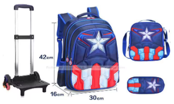 Zaino Trolley Capitan America e Spiderman 3 Pezzi